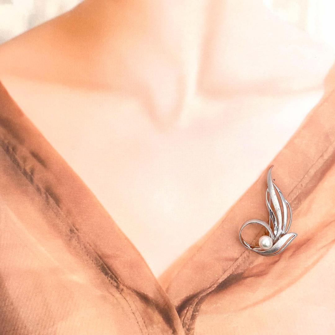 タサキ パール 8.0mm ブローチ セレモニー 卒業式 入学式 シルバー 箱