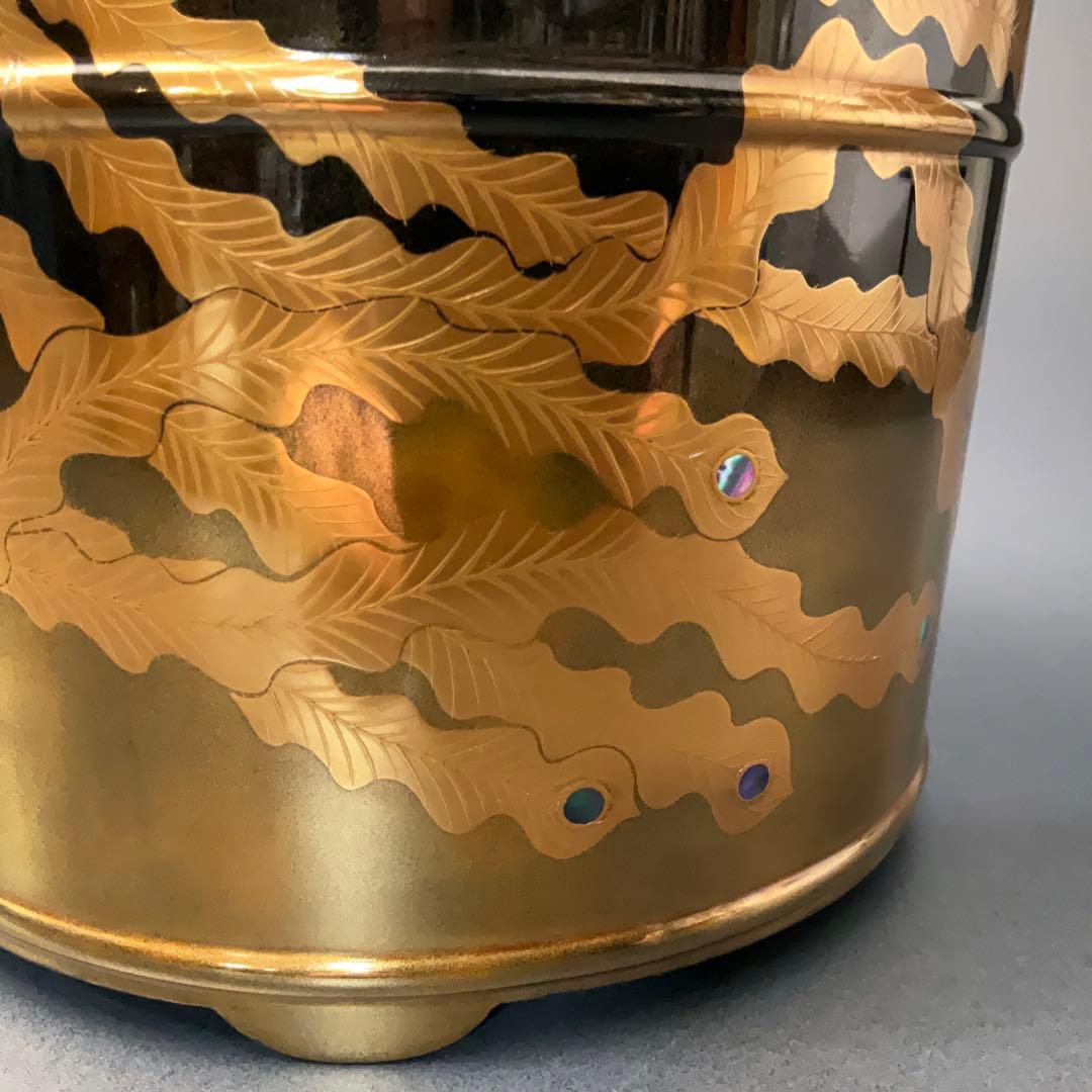 鳳凰蒔絵　手桶水指 輪島 谷内一則（紫香）共箱 6R1180A