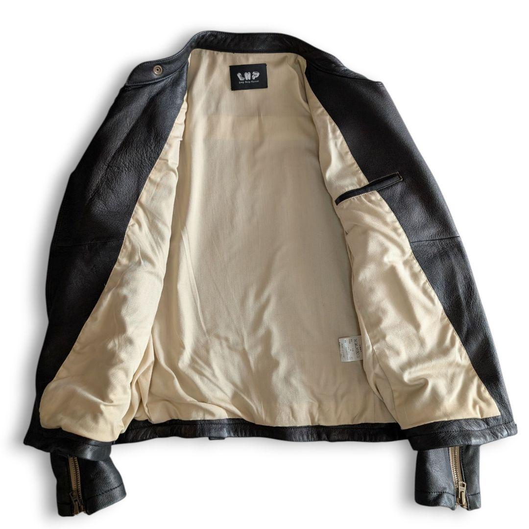 美品 LHP 斜めダブルジップ ラムレザー ライダースジャケット L ブラック