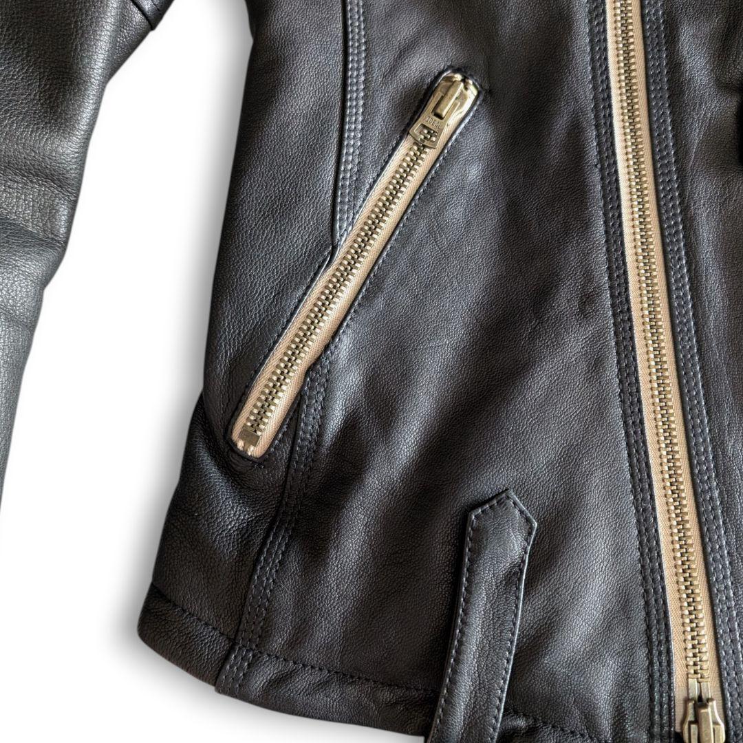 美品 LHP 斜めダブルジップ ラムレザー ライダースジャケット L ブラック