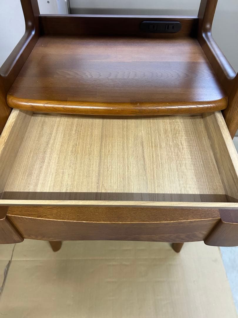 マルニ　天然木製　電話台・ファックス台 コンセント付き