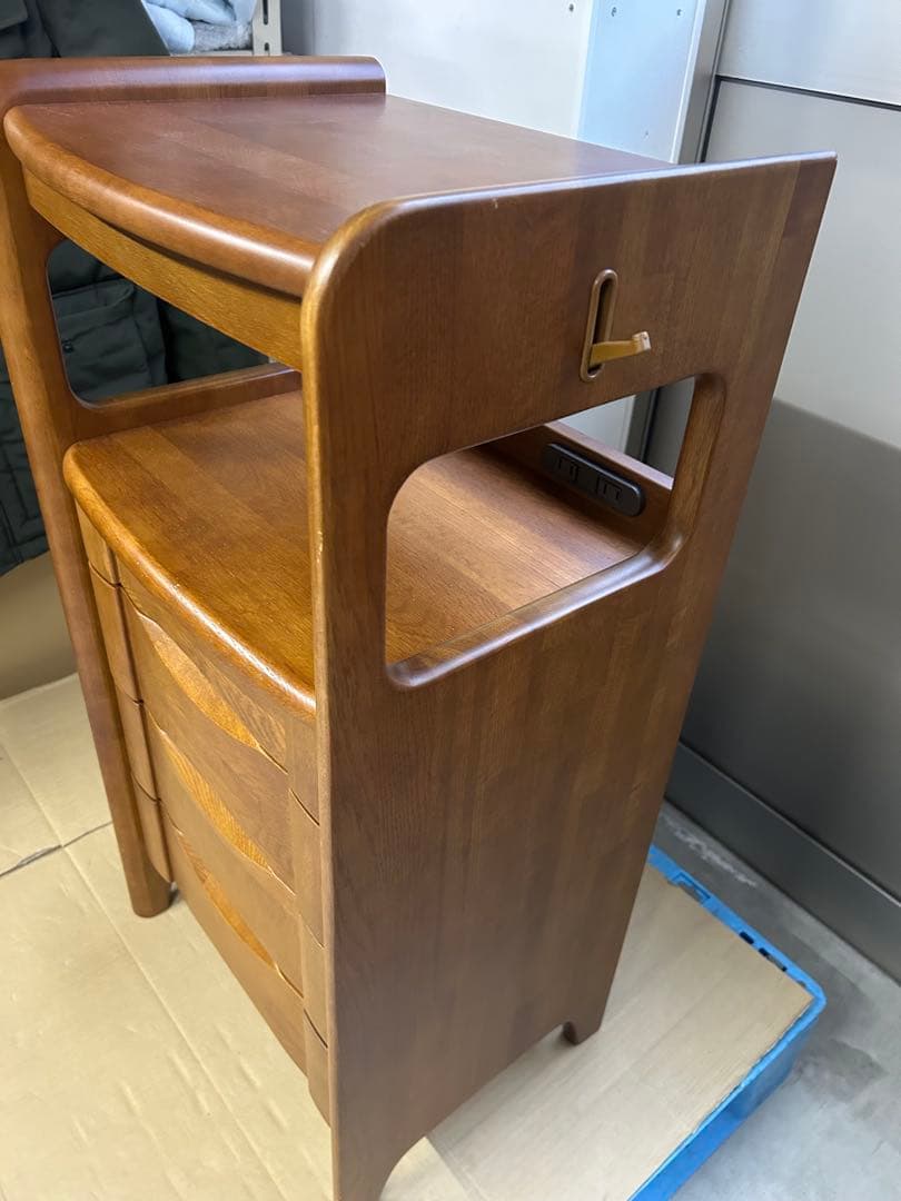 マルニ　天然木製　電話台・ファックス台 コンセント付き