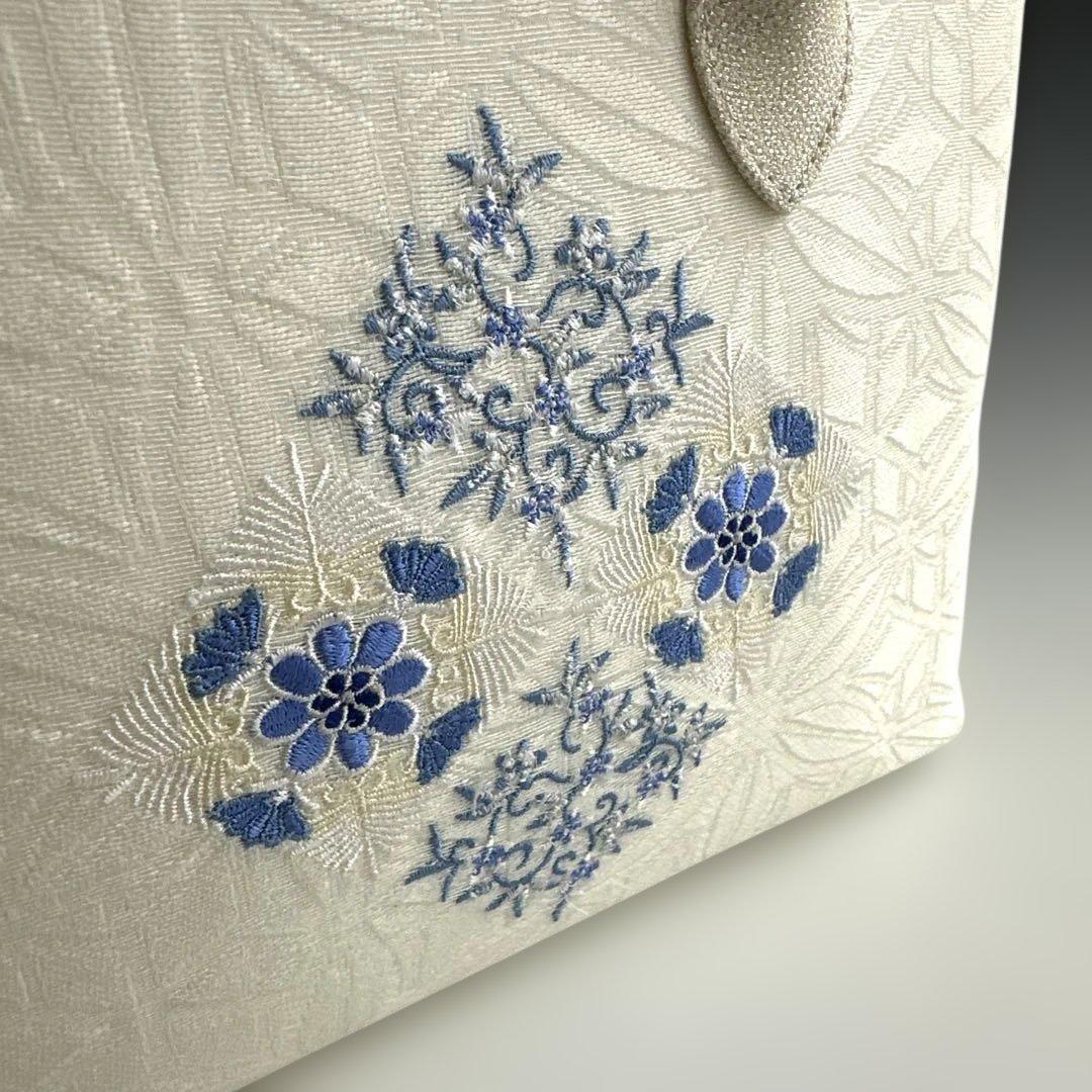 新品未使用 ！！刺繍入り！！京都 西陣 正絹 帯使用 利休バッグ　25122