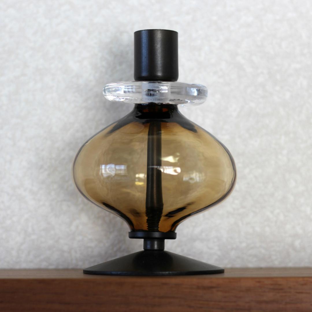 【美品】エリックホグラン　キャンドルスタンド オニオン型　アンバー 01