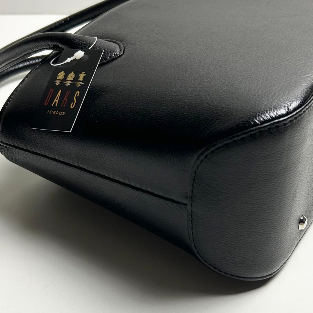 未使用✴︎ダックス/三室構造レザーハンドバッグ/やぎ革/黒/フォーマル/冠婚葬祭