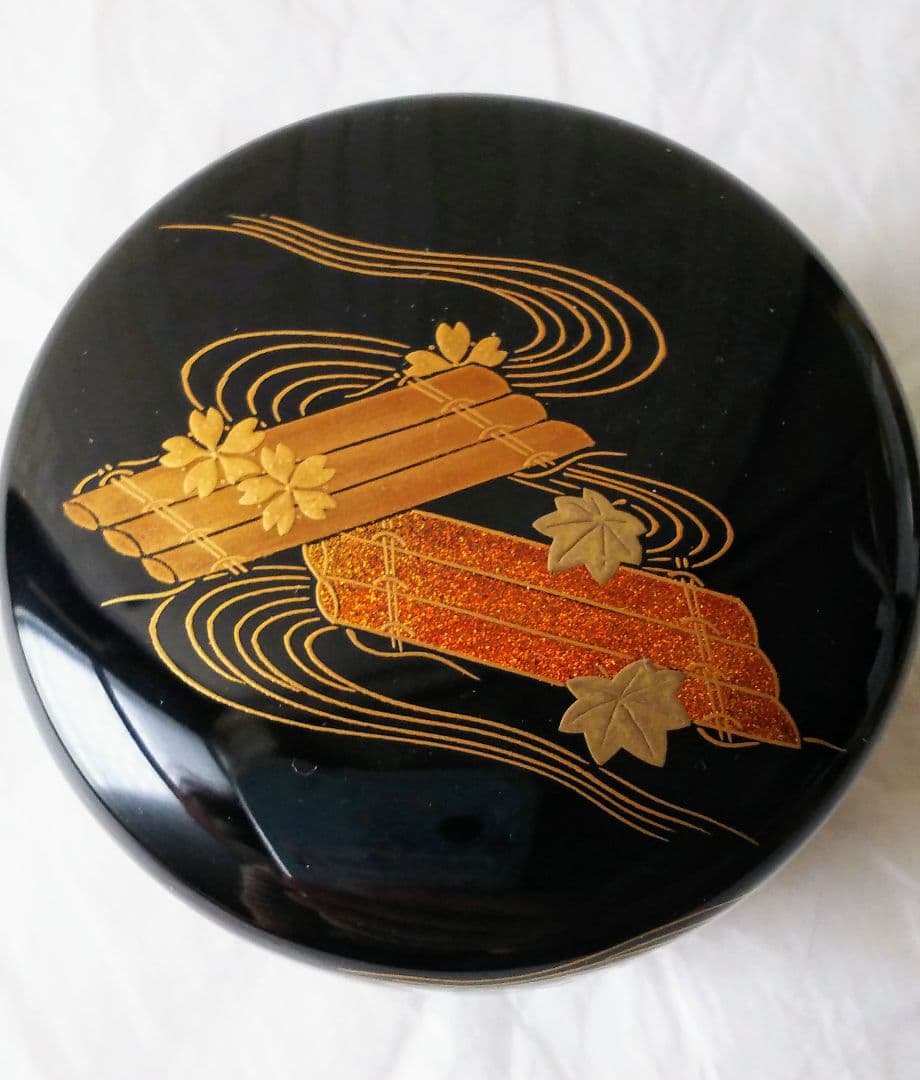 ●茶道具● 平棗 輪島塗 蒔絵花筏 （蒔絵師 今田北仙）