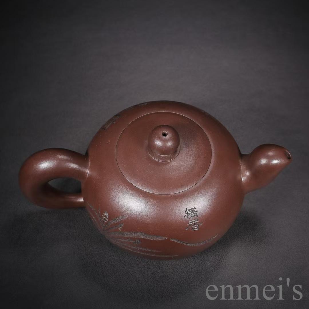 中国古美術 紫砂壺 一粒珠壺 底款:顧景舟 原鉱紫泥 急須 茶壺 煎茶道具 唐物