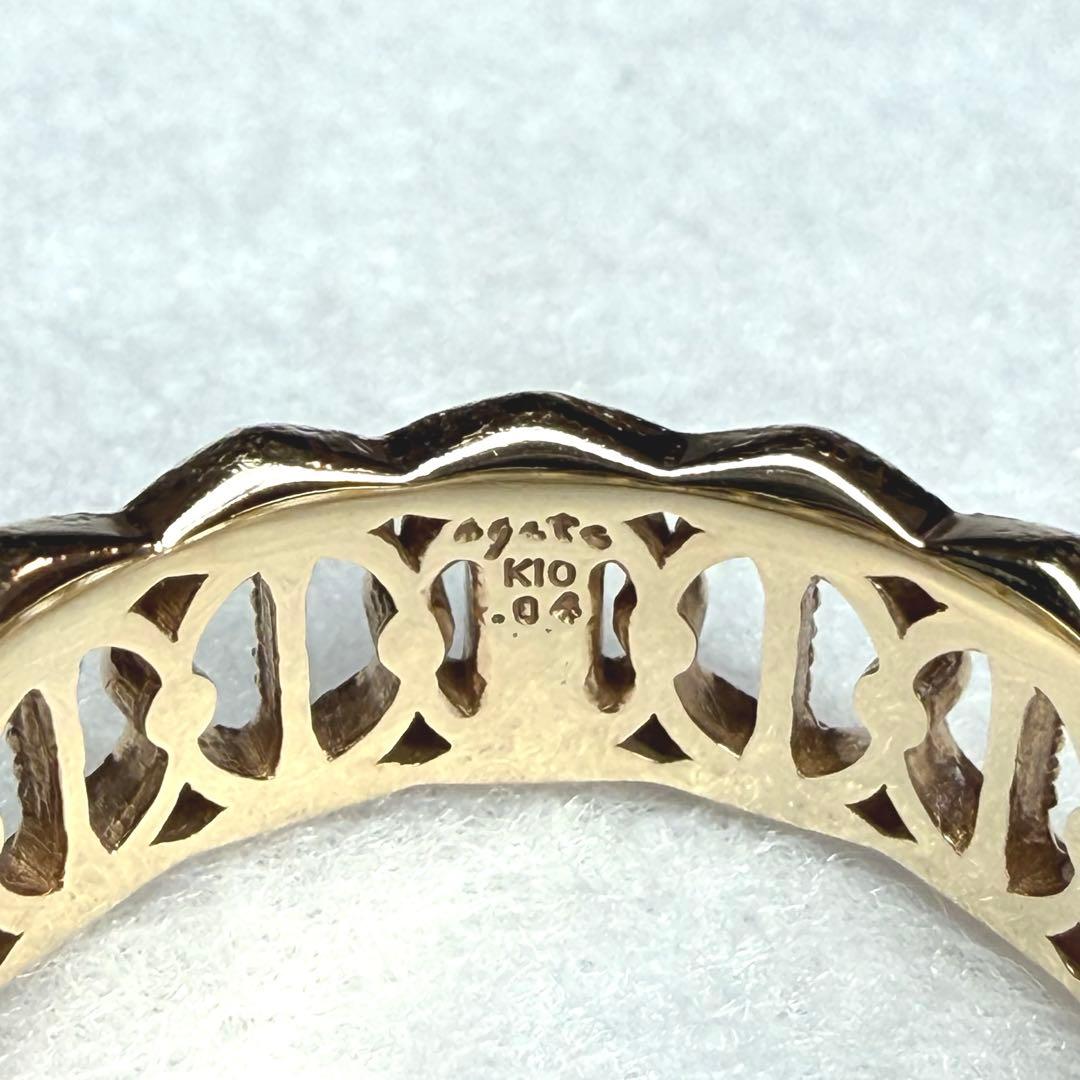 agete 2008年 限定品 11号 K10 透かし　ダイヤ　リング