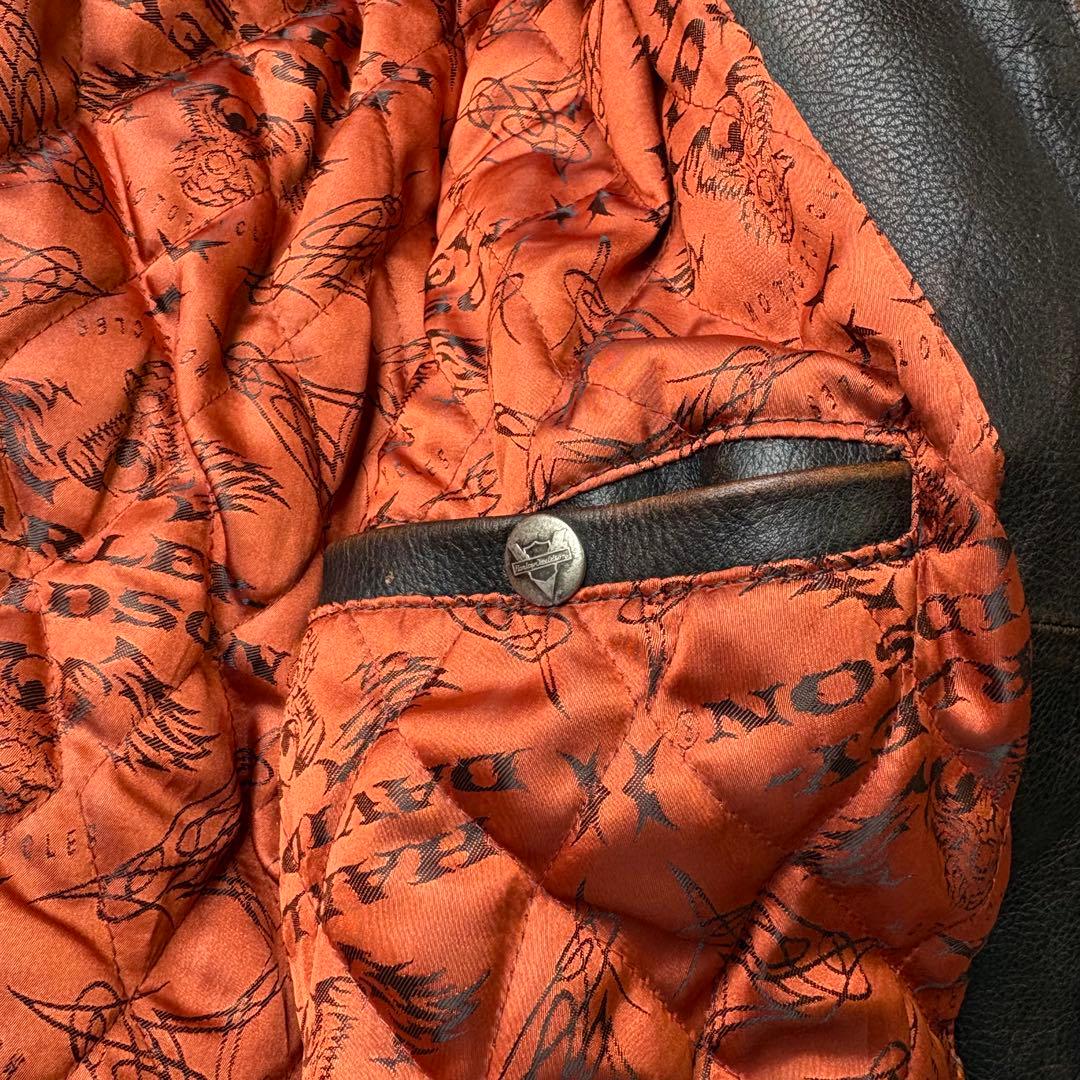 Harley-Davidson ブラウン エンボスロゴ レザージャケット M