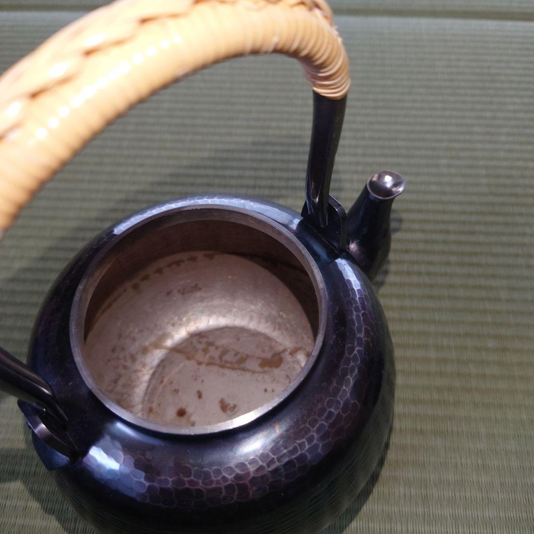 銀瓶 銀煉し仕上　秀峰堂造　茶道具/煎茶道