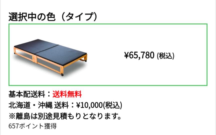 中居木工　炭入り折りたたみベッド畳 ロータイプ ワイドシングル