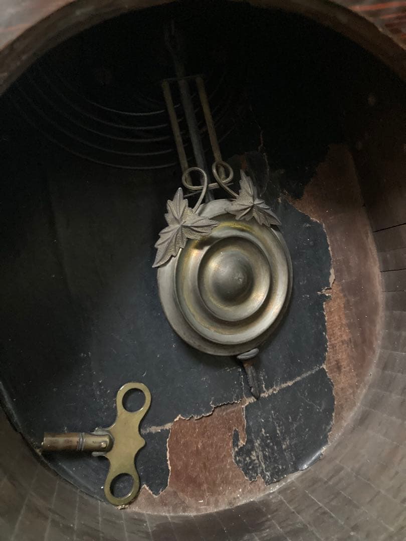 アンティーク四つ玉ダルマ柱時計 8日巻 修復品 稼働中