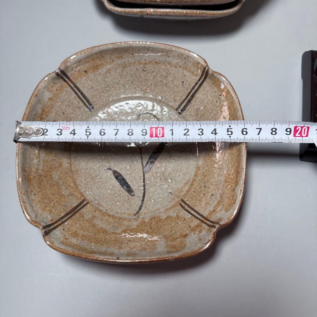 浜本洋好　造　絵唐津　草文様四方皿　大向付　六客　土を楽しむ　料理屋　雰囲気◎