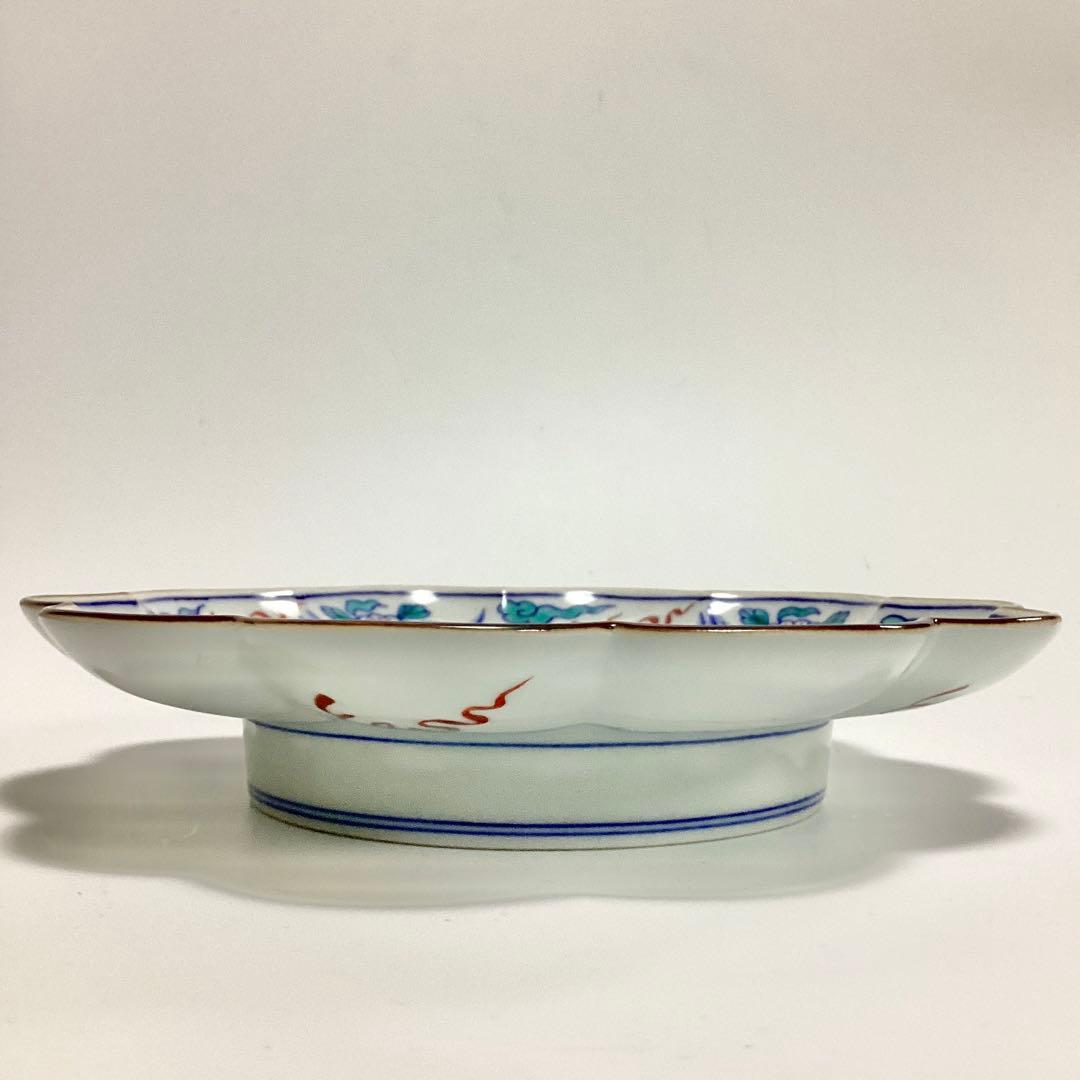 【未使用】十四代辻常陸 輪花 盛皿 染錦龍鳳凰文