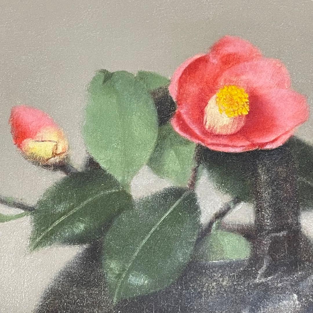 濱口清　椿　油彩　F6号