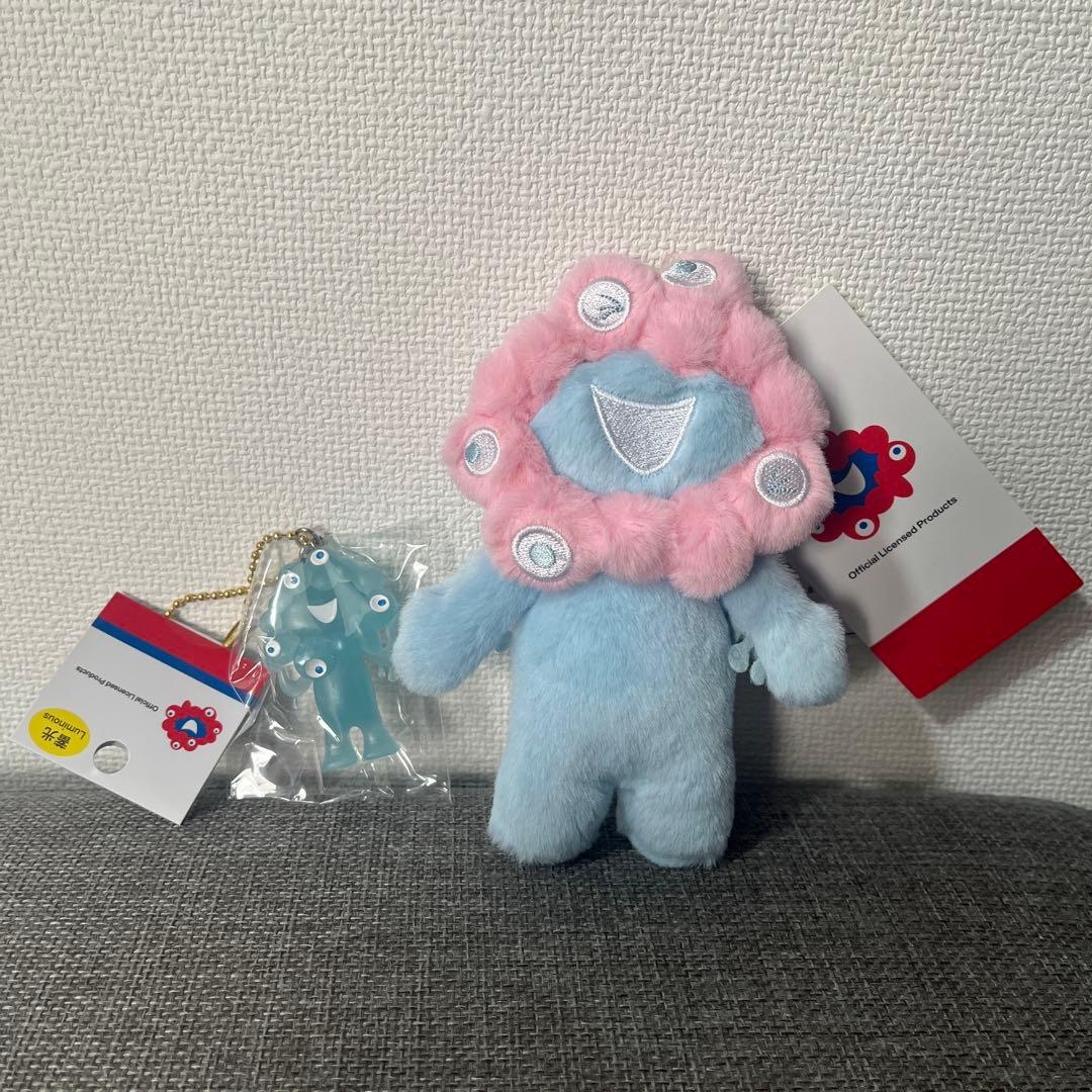 関西万博公式　ミャクミャク パステル　水色 ぬいぐるみ＆畜光キーホルダー