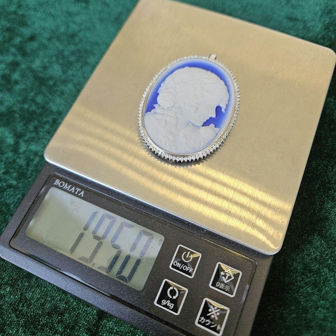 【美品】【鑑定済み】Pt900 プラチナ×ダイヤ カメオブローチ 箱付き！