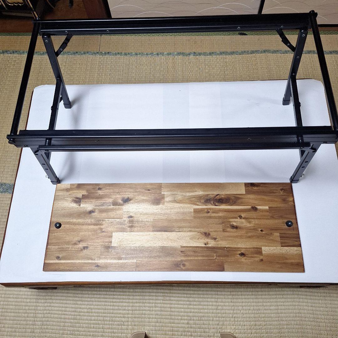 ラーテルワークス　ウッドパネルテーブル　ブラックフレームXウォールナット