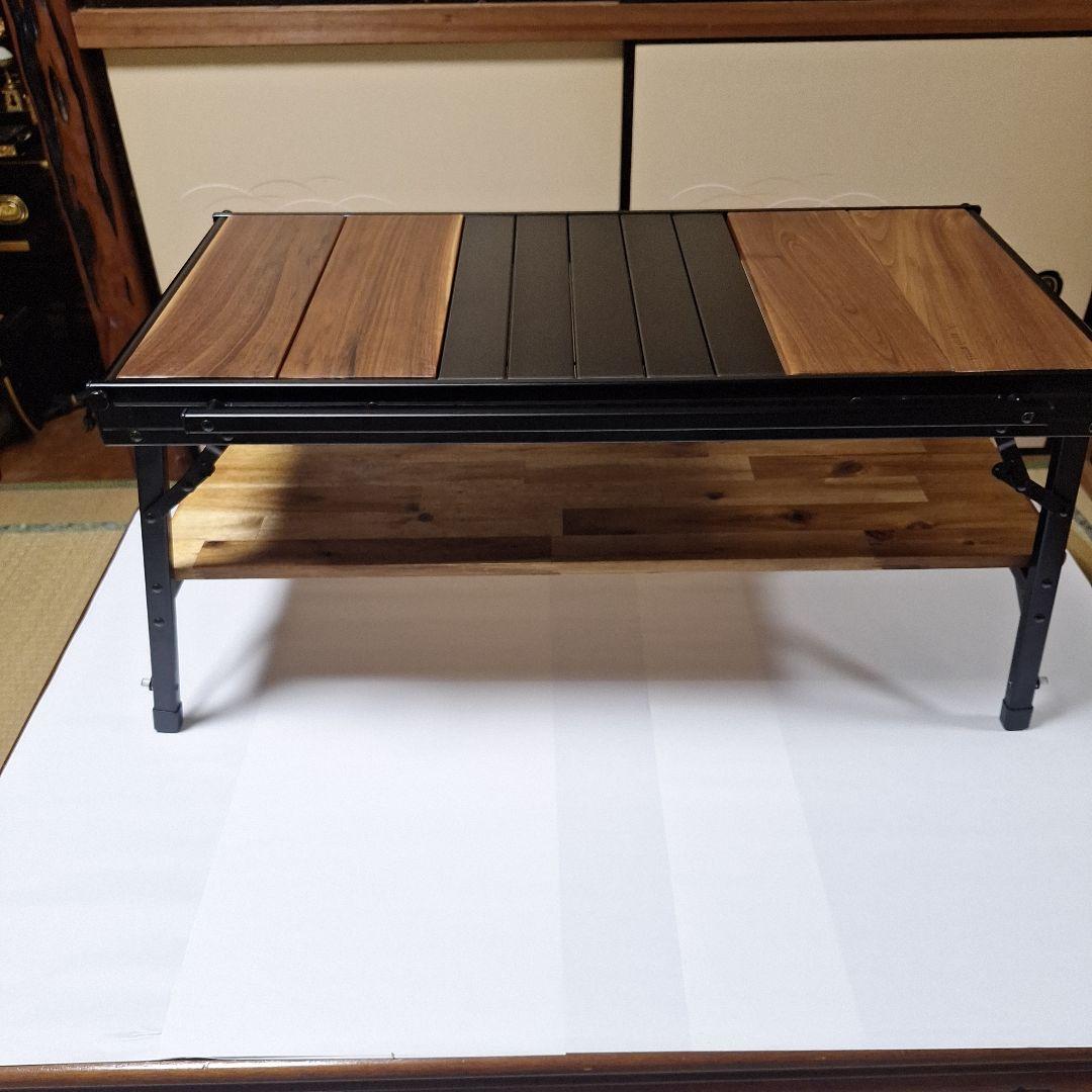 ラーテルワークス　ウッドパネルテーブル　ブラックフレームXウォールナット