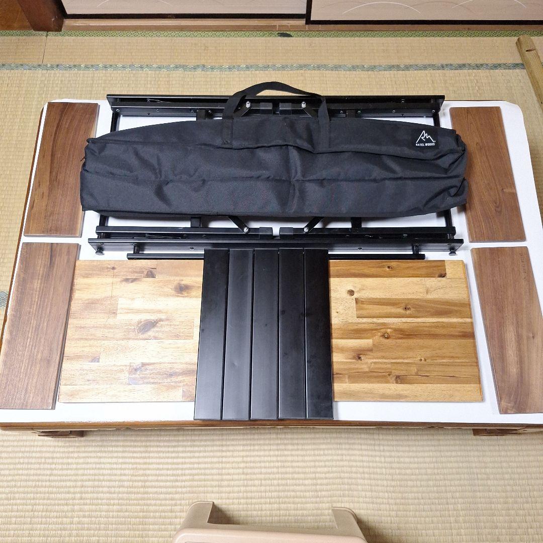 ラーテルワークス　ウッドパネルテーブル　ブラックフレームXウォールナット