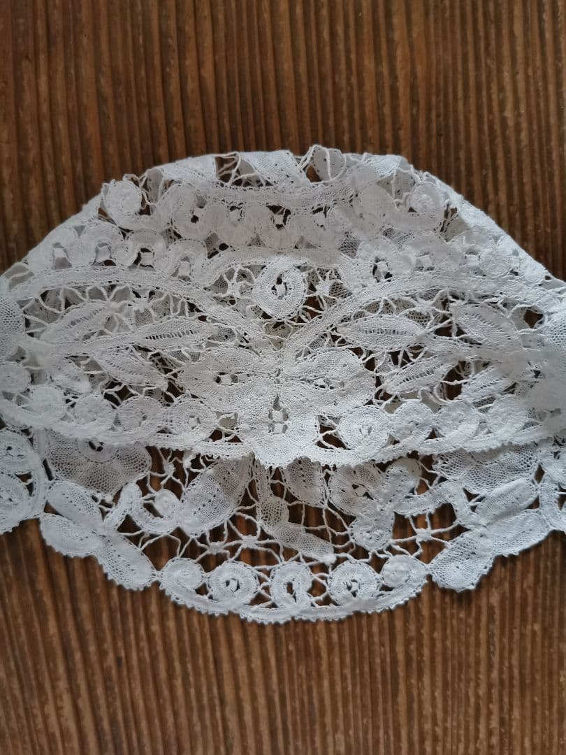 アンティーク ベルギーブルージュ ボビンレース ボネ リネンキャップ 三つ葉☘