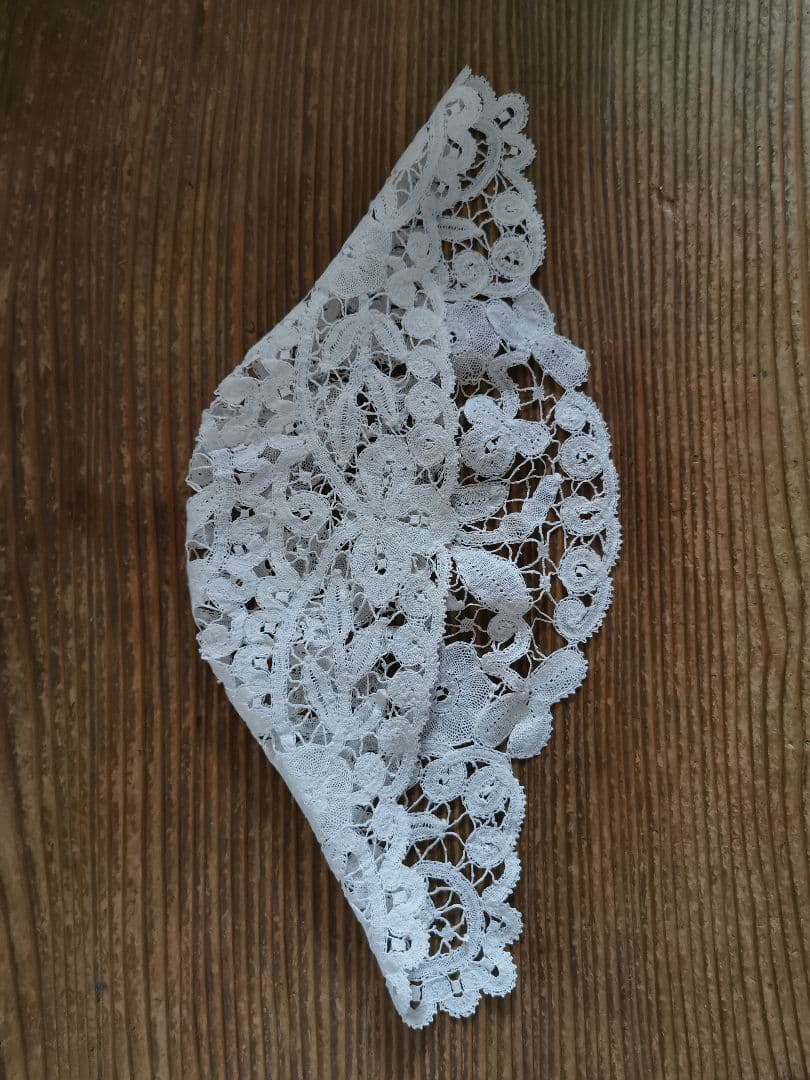アンティーク ベルギーブルージュ ボビンレース ボネ リネンキャップ 三つ葉☘