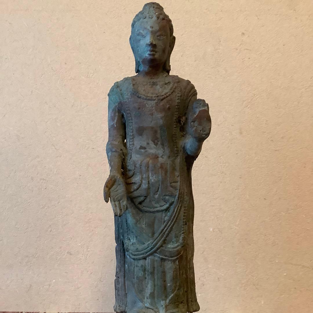 12〜13世紀インド「仏釈迦牟尼仏像」仏陀・クシャーン朝・マトゥラー発掘青銅仏