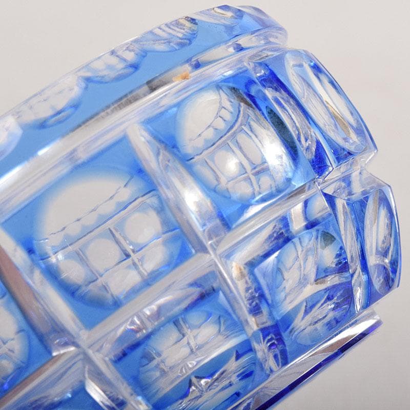 堀口硝子　須田秀石作　江戸切子　玉格子文　小鉢　共箱　2点　D　R8799