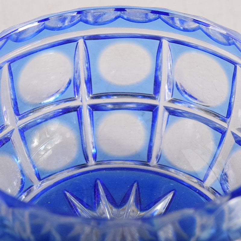 堀口硝子　須田秀石作　江戸切子　玉格子文　小鉢　共箱　2点　D　R8799