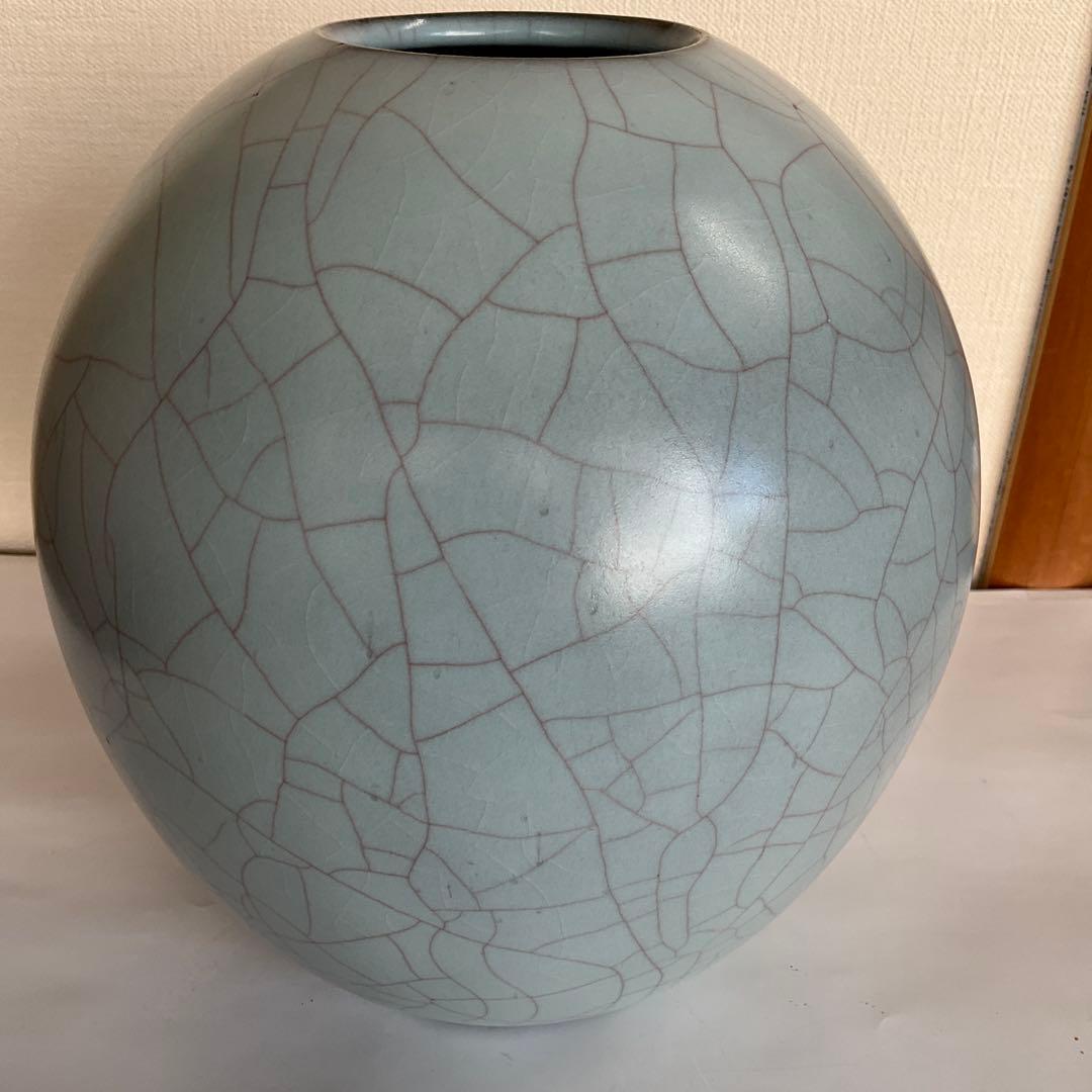 日本工芸会正会員　高井進作　青磁壺