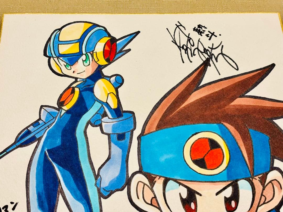 ロックマンエグゼ直筆サイン色紙　あさだみほ先生　木村亜希子さん　比嘉久美子さん