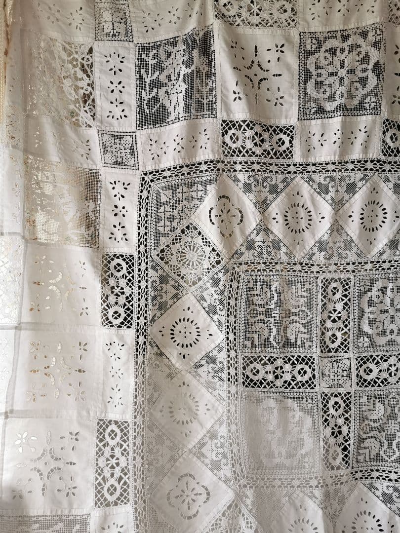 画像追加✛アンティーク 天使騎士フィレレース アイレット パッチワーク大判クロス