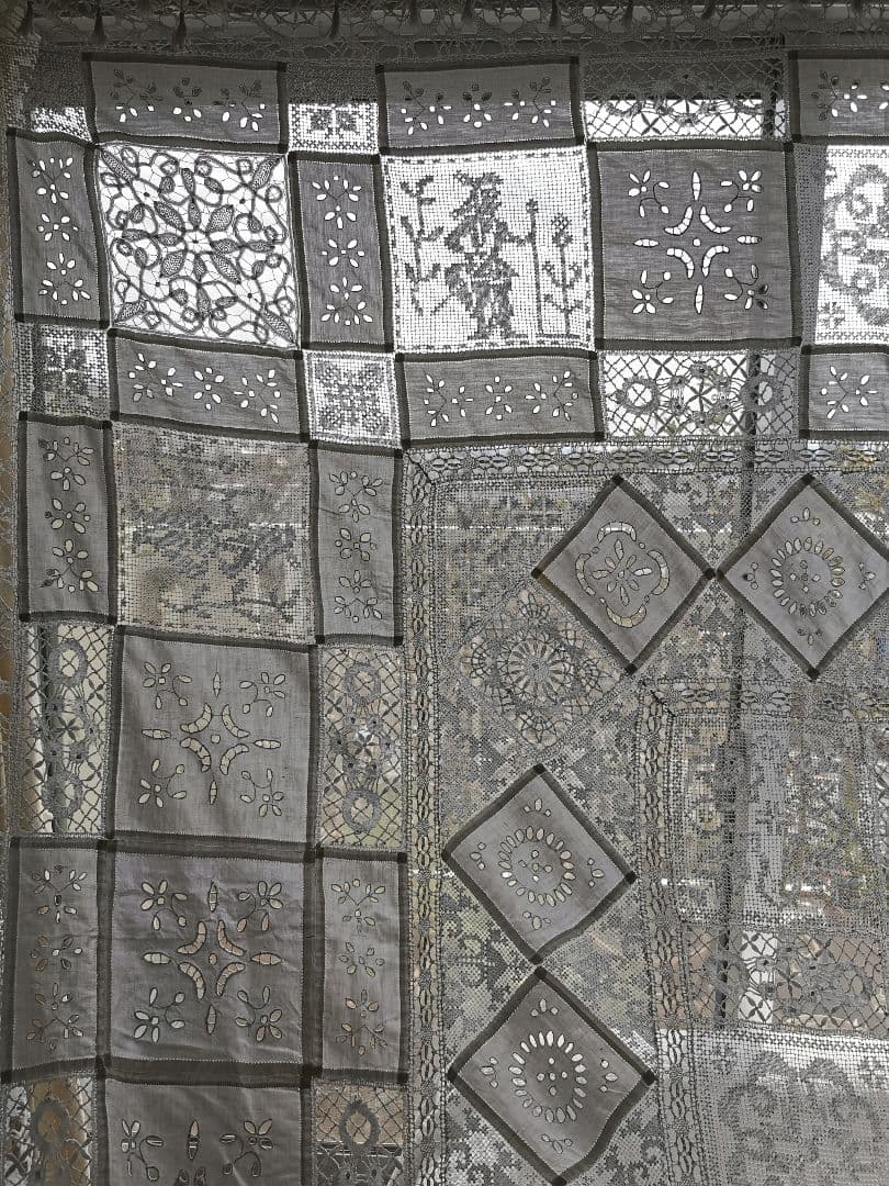 画像追加✛アンティーク 天使騎士フィレレース アイレット パッチワーク大判クロス