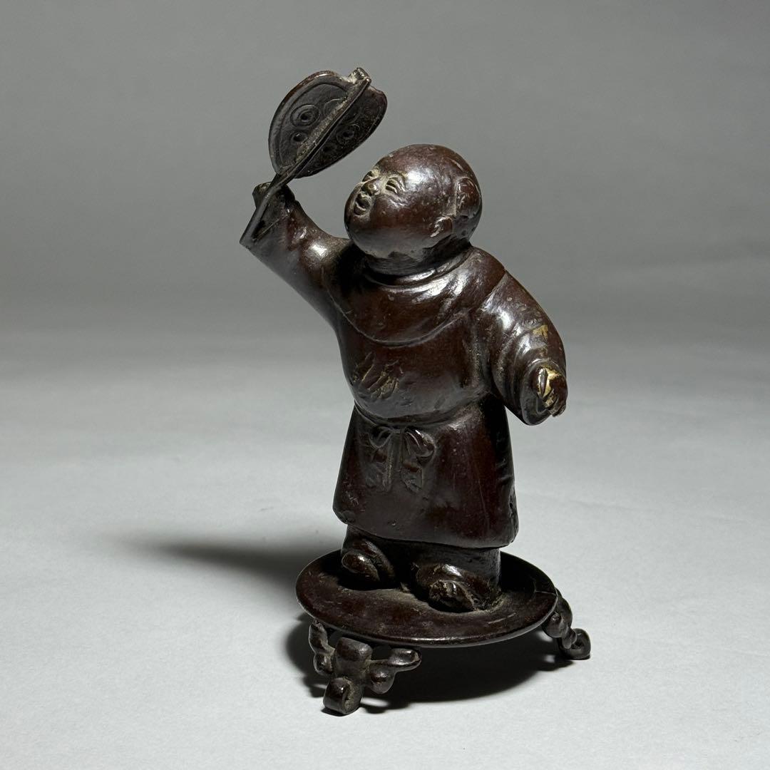 ◆古銅唐子置物 唐銅 江戸幕末〜明治時代◆