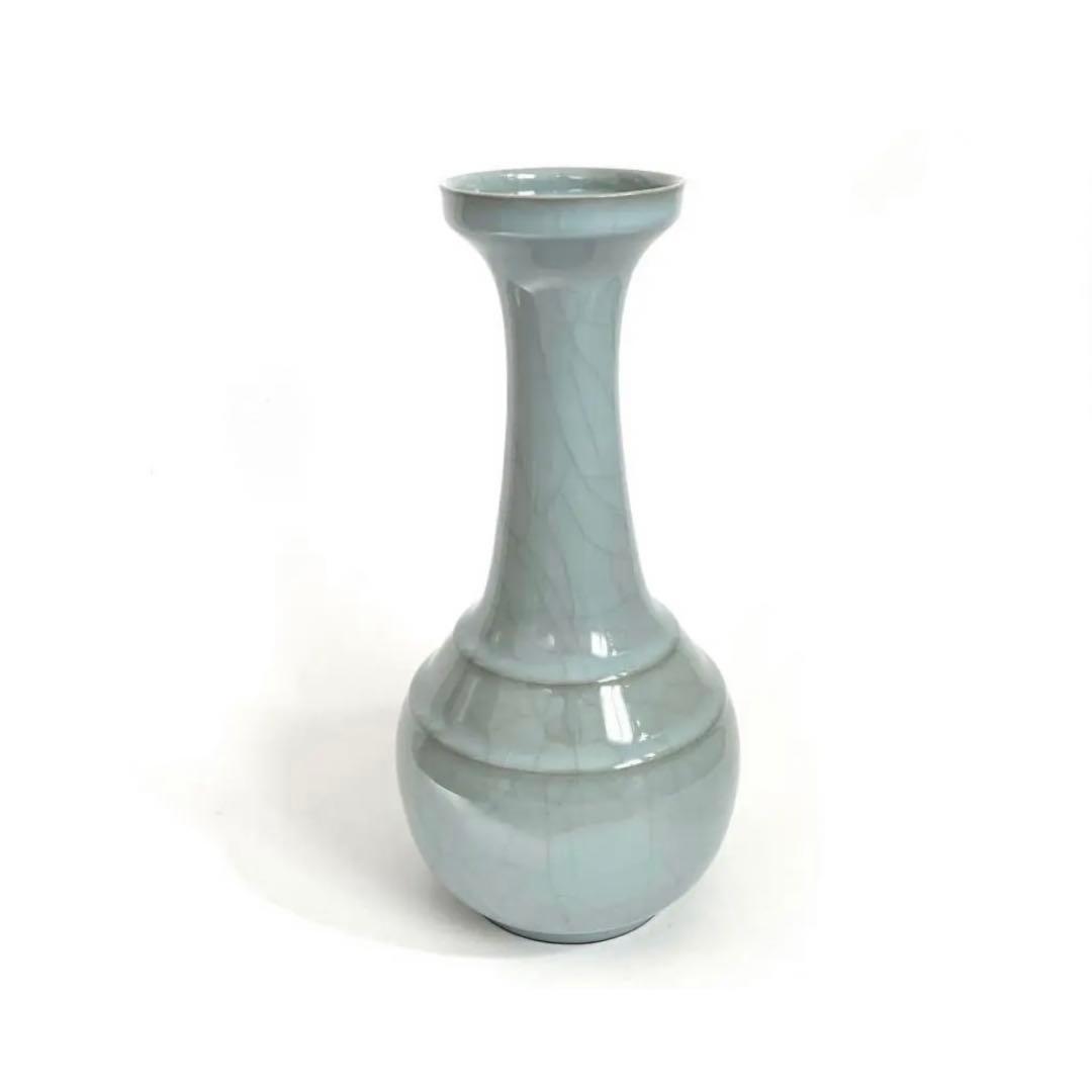 陶芸家　川瀬忍　青磁　花瓶　花入　中国写　中国古陶磁　箱なし