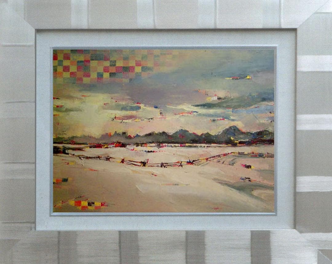 油絵 菅家令子 絵 絵画インテリア 額付(黒) uF6-060204 風景雪景色