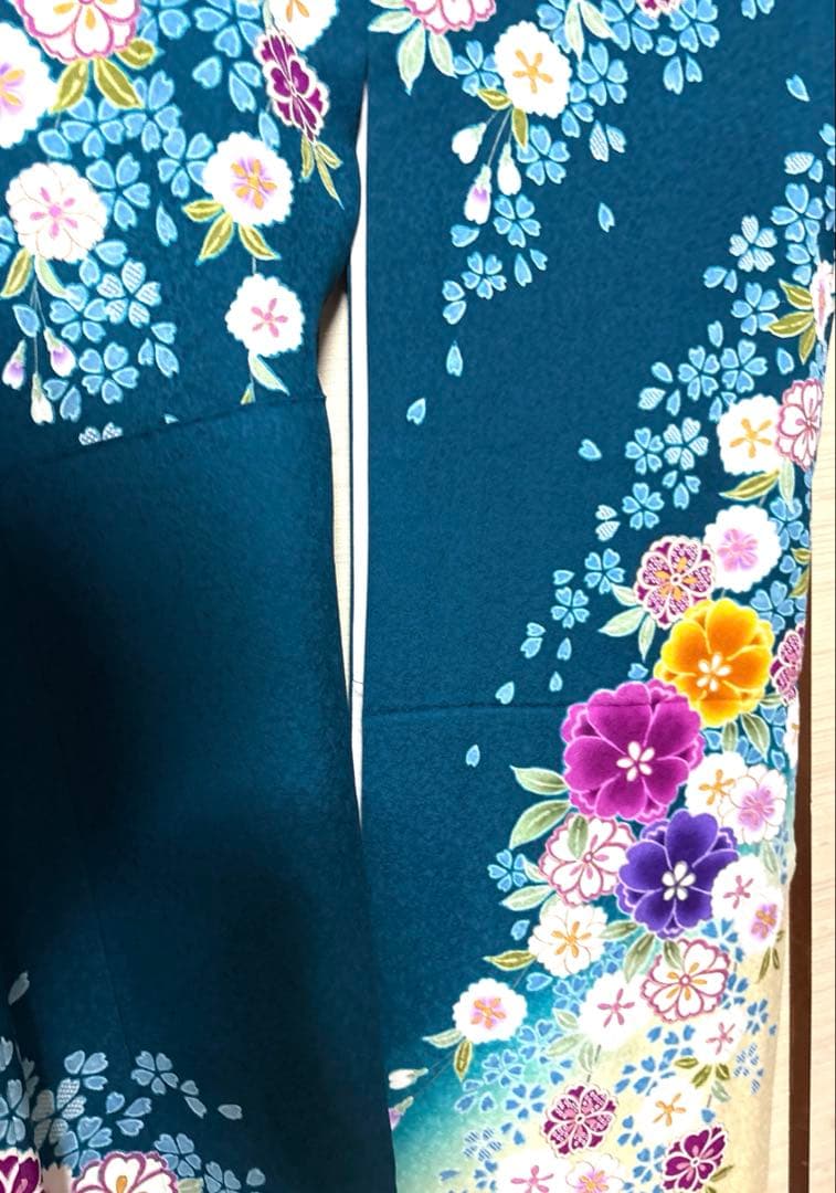 鉄色 八重桜 振袖 身丈158