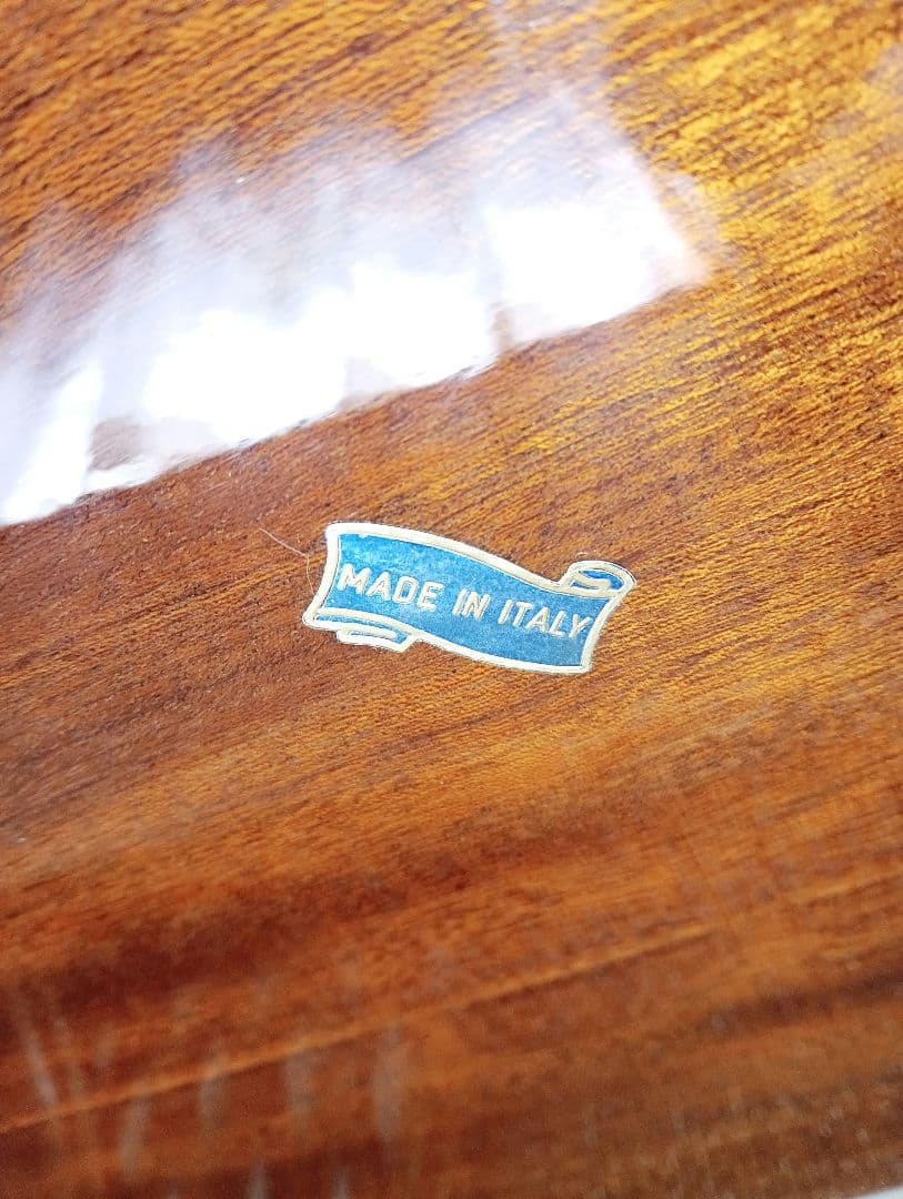 青い花柄の楕円形トレイ おぼん