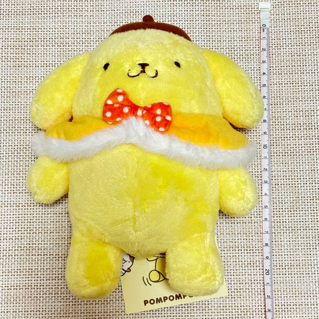 ポムポムプリン　ポーズがとれるぬいぐるみ　バースデーシリーズ　ケープ付き
