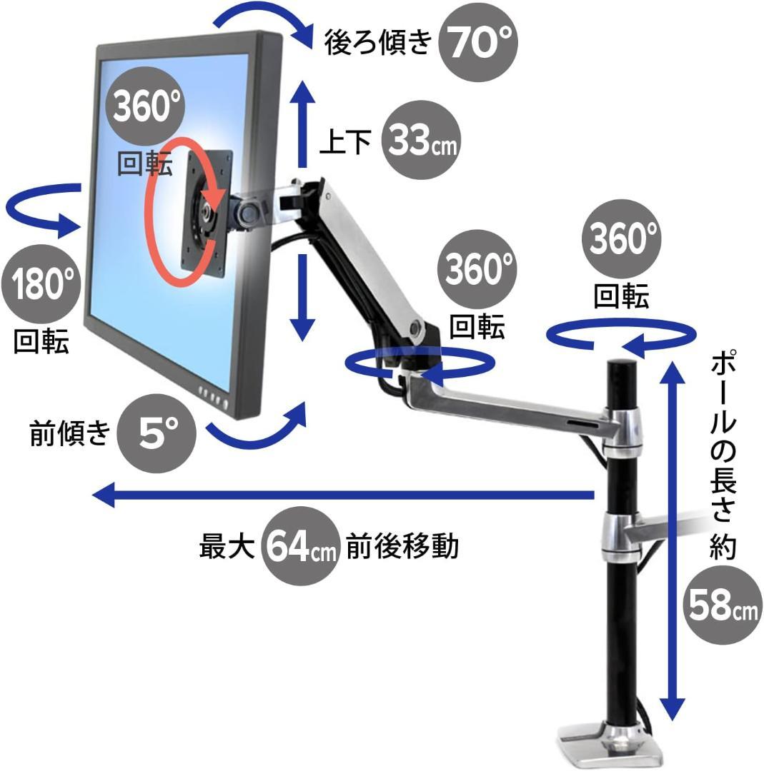 ERGOTRON エルゴトロン LX デュアルスタッキングアーム, 長身ポール
