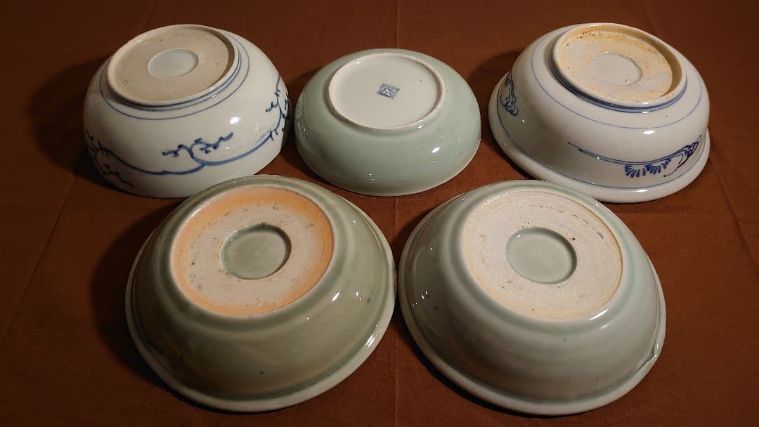 古伊万里　伊万里　青磁　染付　なます皿　江戸期　李朝　蔵出し　５客