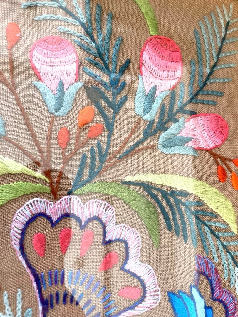 美品　戸塚刺繍　戸塚きく　初代作品　額　花　鳥　モダン