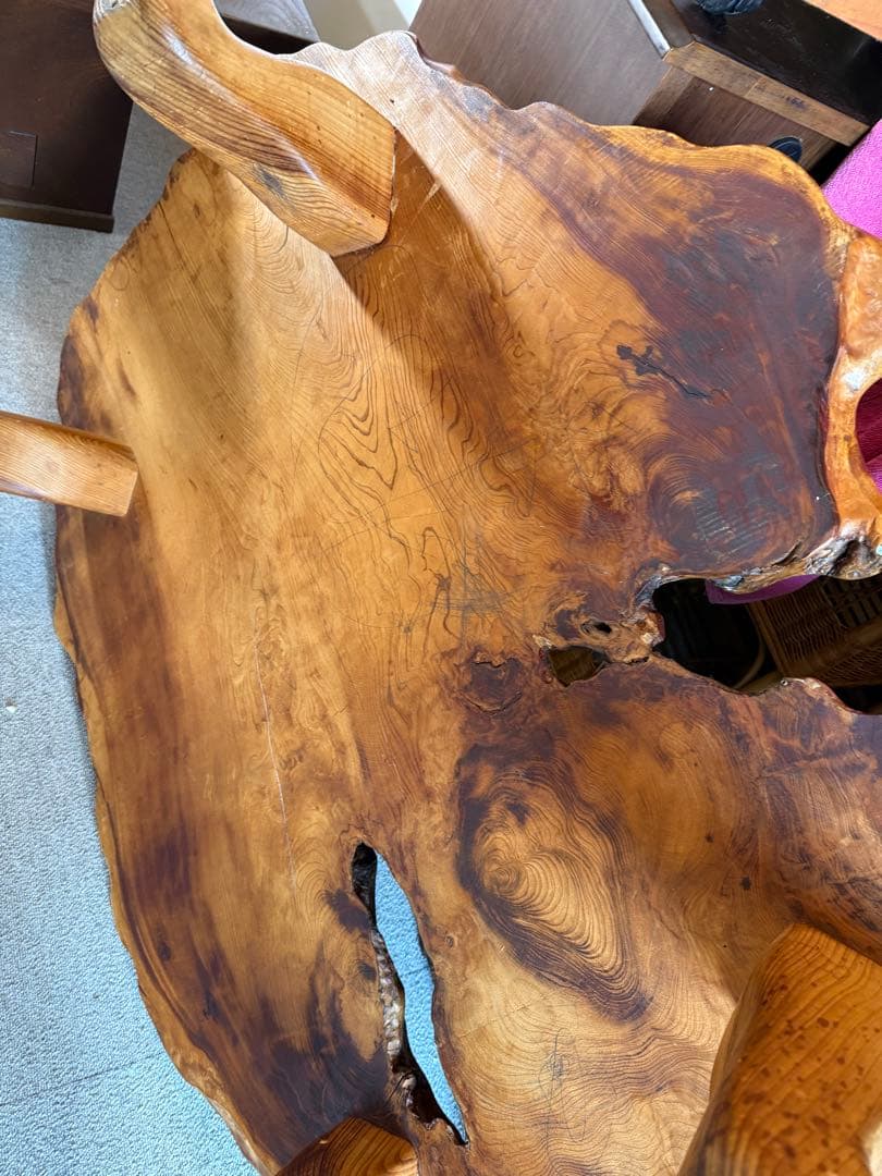欅 一枚板 座卓 ローテーブル 無垢 天然木 高級和家具