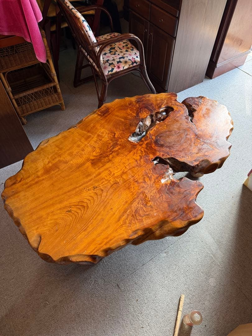 欅 一枚板 座卓 ローテーブル 無垢 天然木 高級和家具