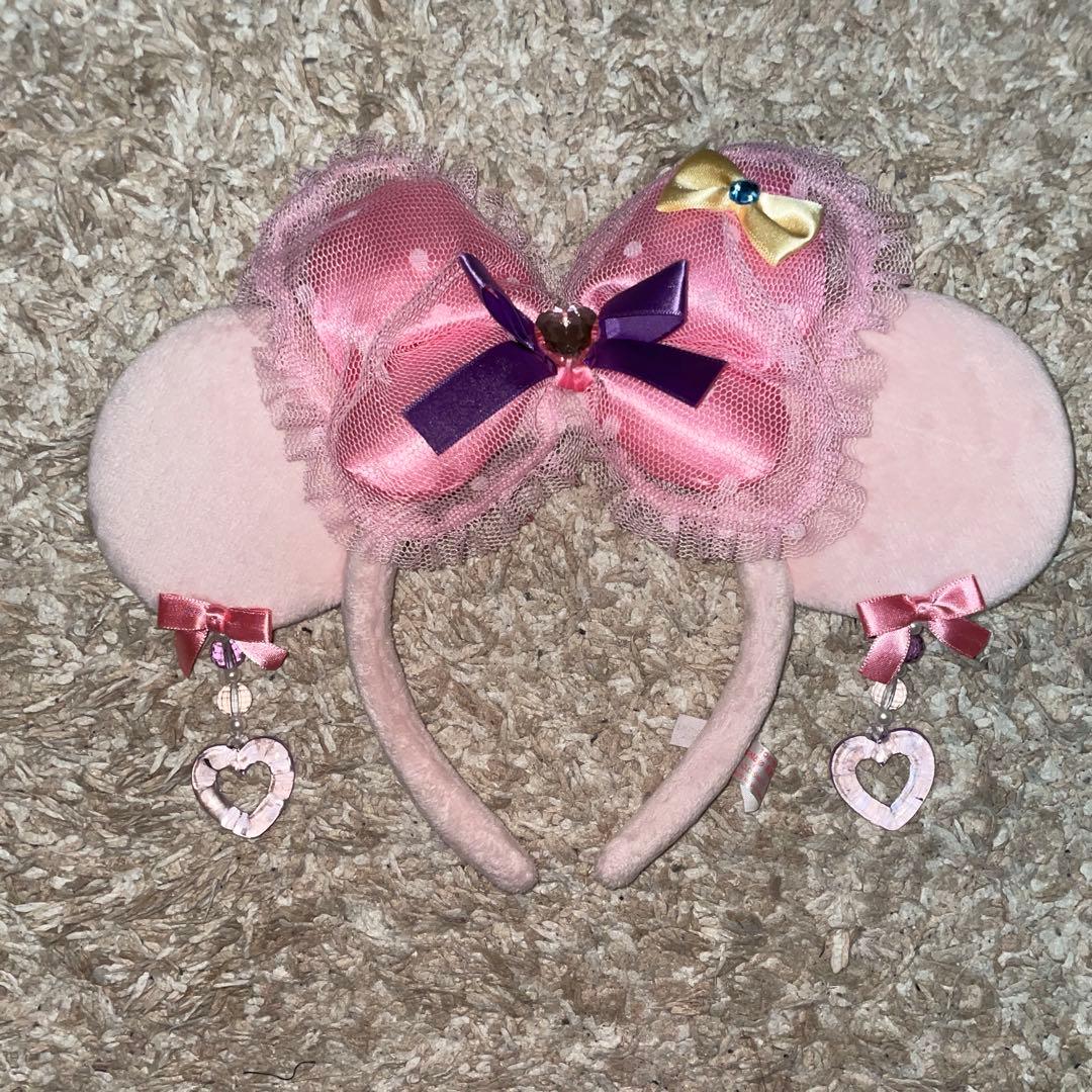 ミニー ディズニー イヤリングカチューシャ ピンク ハート 美品