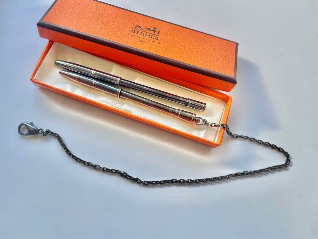 【希少/2本セット】エルメス シルバー925 ボールペン チェーン付 箱付 廃盤