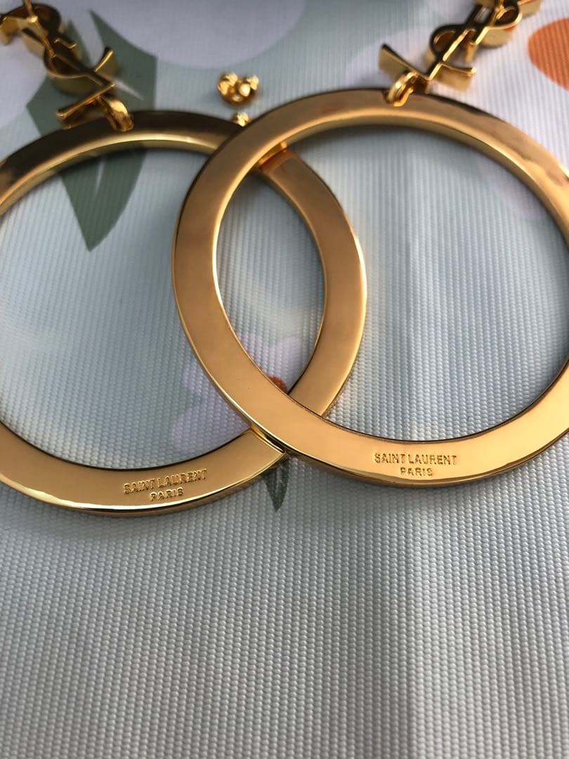 サンローラン フープ ピアス　ゴールド　超美品