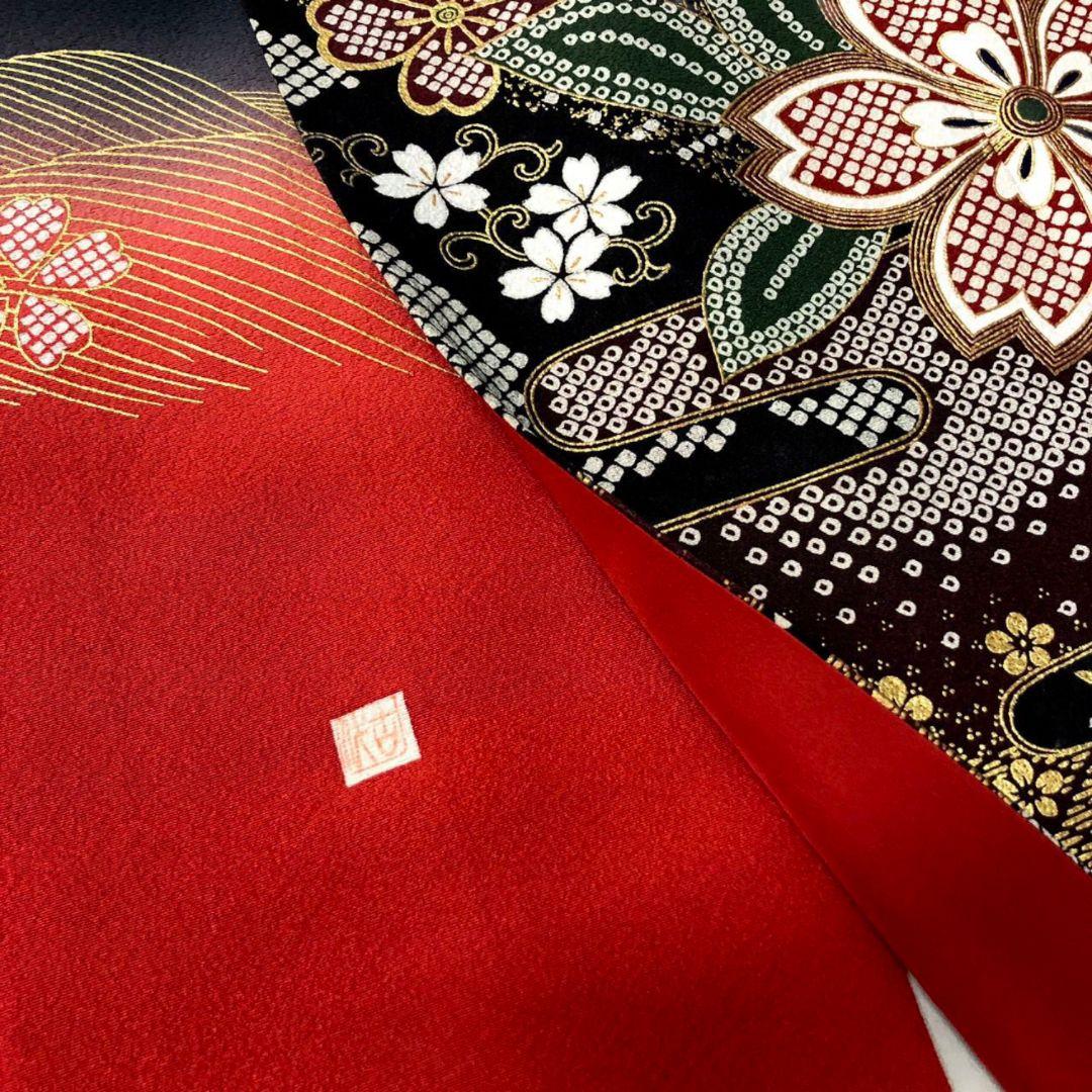 振袖フルセット(7点)・作家物・落款入り・桜尽くし・金彩加工・鹿の子柄