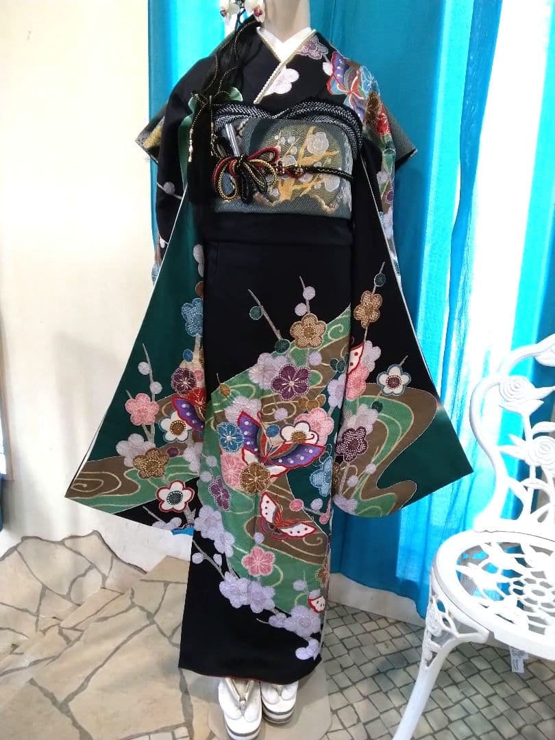 振袖フルセット、正絹絞り、落款、成人式、重ね襟、帯揚げ帯締め、西陣袋帯、襦袢