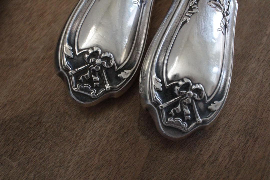 フレンチアンティーク・シルバー大型ナイフ&フォーク2本セット